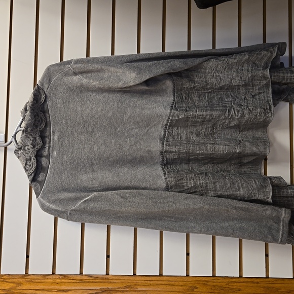 Kamana Open Cardigan LACE  & LIGHT SWEATER **GRAY** NEW SZ LARGE. BEAUTIFUL - Picture 6 of 10